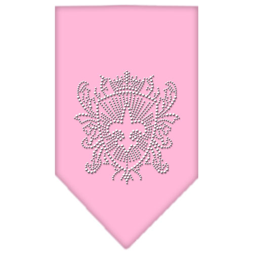 Fleur De Lis Shield Rhinestone Bandana Light Pink Large